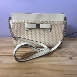 Kate Spade Montford Park Angelica Straw and Leather Crossbody Bag